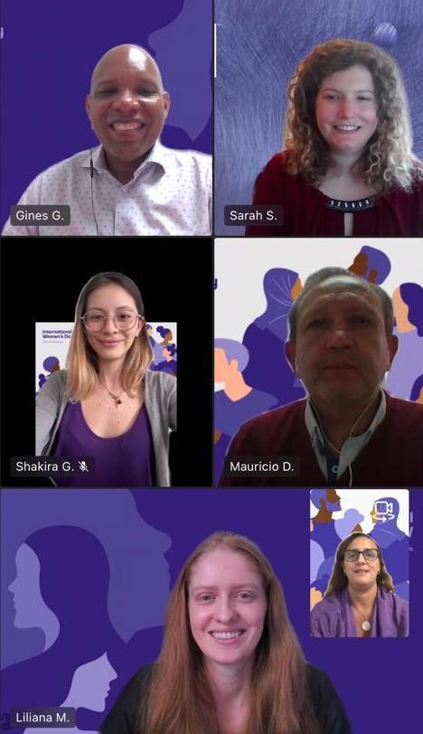 IFES Ecuador with purple backgrounds on Zoom for IWD 2023