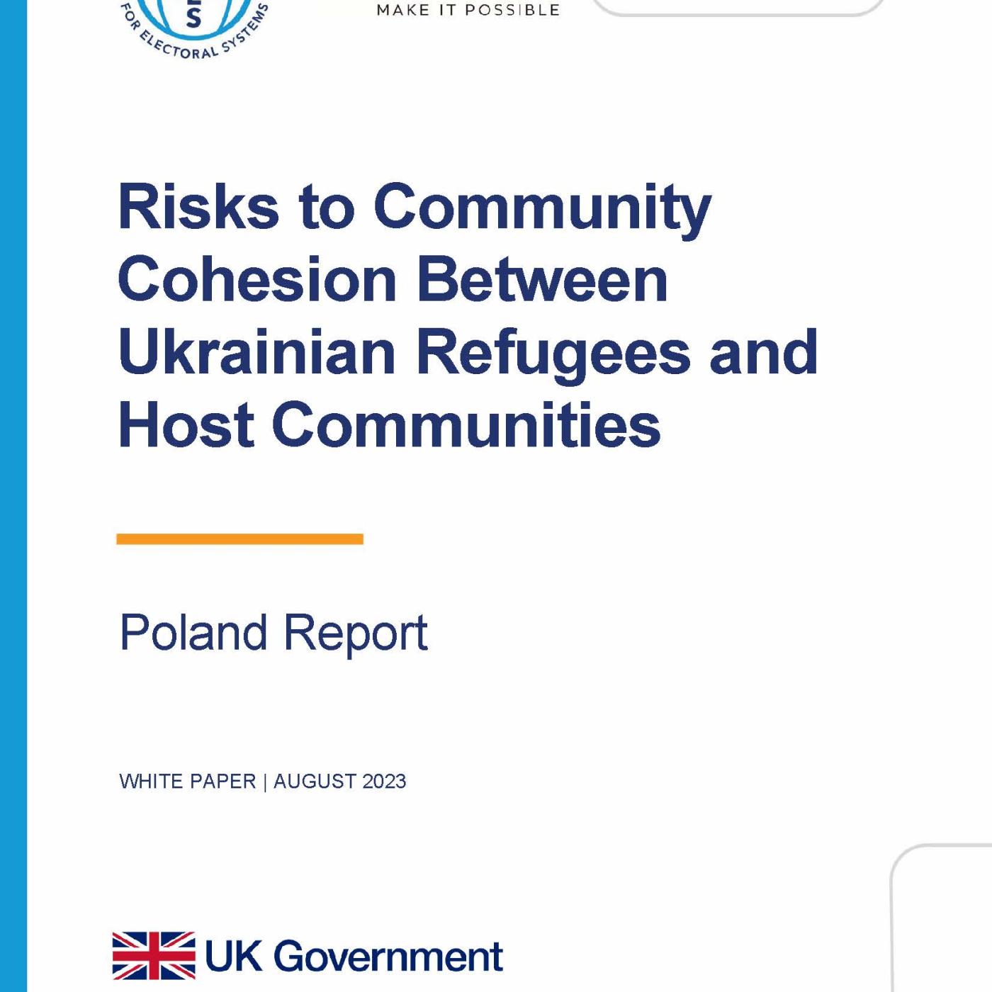 Cover page of the IFES-Palladium report on Community Cohesion between Ukraine refugees in Poland.